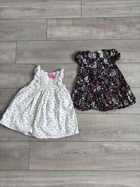 Lot 2 Multi Floral Dresses Size 24M Sleeveless/Balloon type Sleeves